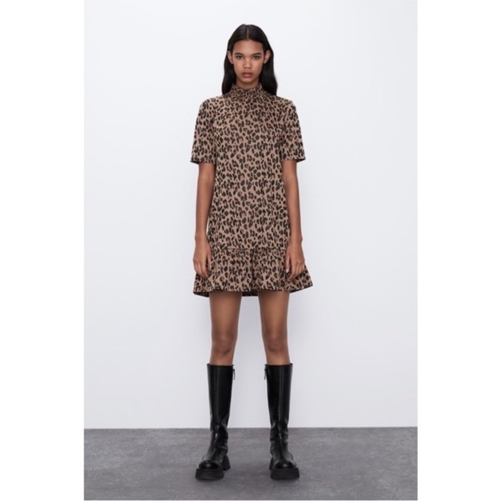 NWOT Zara leopard print jacquard mini dress